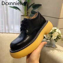 Hick sole loafers woman round toe genuine leather slip on designer high platform autumn thumb200