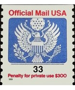 1999 33c Eagle Official Mail USA Red &amp; Blue, Coil Scott O157 Mint F/VF NH - $55.21 MXN