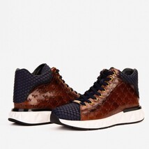 The Caesars Brown & Navy Leather High-Top Men Sneaker image 5