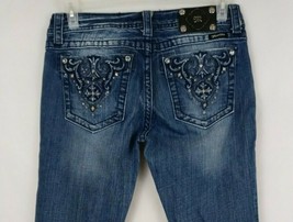 Miss Me JP5341B9 Boot 31 Jeweled Distressed Whiskered Embroidered Jeans - £30.64 GBP