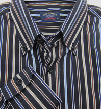 GORGEOUS $275 Paul &amp; Shark Black Stripe LS Cotton Shirt Made in Italy 15.5x35 40 - £41.68 GBP