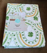 Storehouse St Patrick’s Day Green White Clover Tablecloth 60”x102”  Rainbows - $39.98
