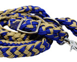 Horse Western Riding Tack Nylon Braided Knotted Barrel Reins Tan Blue 60779 - $18.80