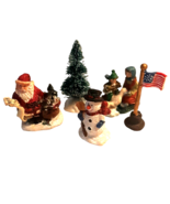 5 Christmas Village Figurines Santa Snowman Tree Ducks Miniature - £19.11 GBP