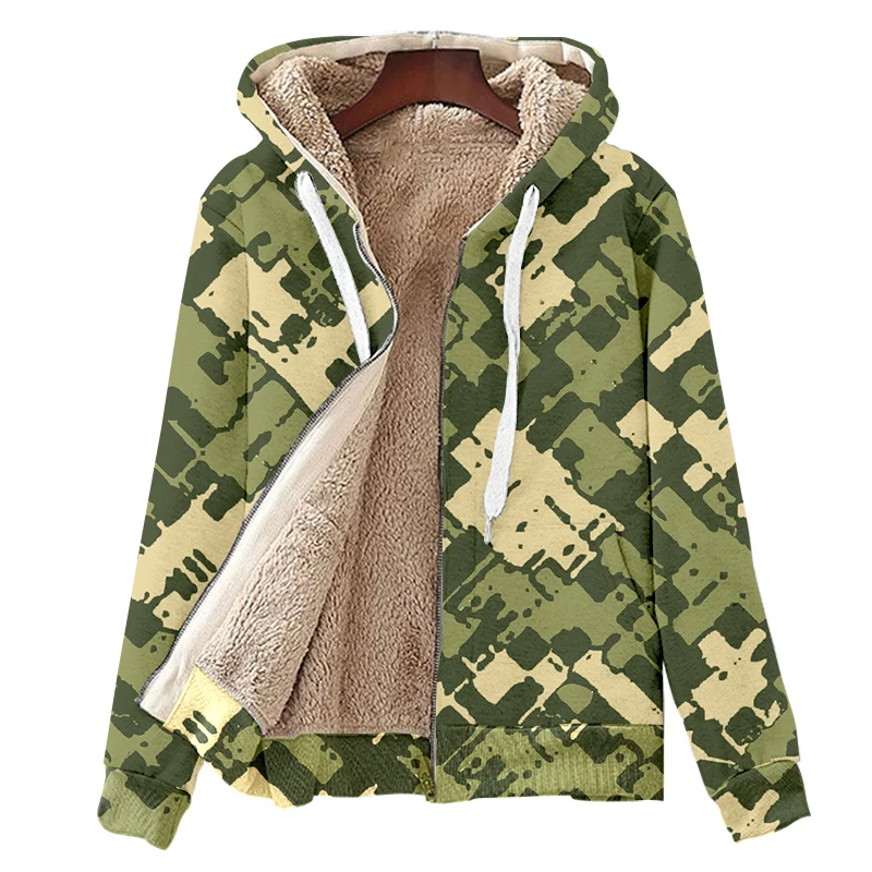 Fleece Thermal Men&#39;s Winter Zipper Hoodie Quilted Windbreaker Coat ArmyGreen Col - £141.10 GBP