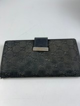 Authentic GUCCI Long Bifold Wallet Canvas/Leather Black 212089-3661 - £58.99 GBP