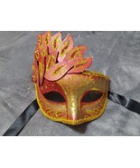 Venetian Masquerade Ball Party Red Flame Mask Mardi Gras Celebration - $14.95