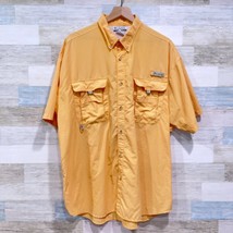 Columbia PFG Bahama II Short Sleeve Fishing Shirt Orange Nylon Hiking Me... - £19.66 GBP