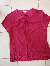 Gentil Femmes 100% Soie Banana Republic Bordeaux Fuchsia Haut Chemisier ... - $23.70
