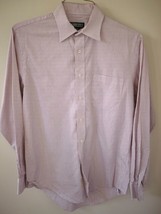 Lands End Red White Stripes 100% Cotton Long Sleeve Oxford Dress Shirt 15 x 34 - £15.68 GBP