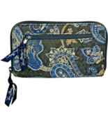 Vera Bradley Windsor Navy Blue Paisley 8x4.5in Zip Around Wallet with Co... - $35.20 CAD