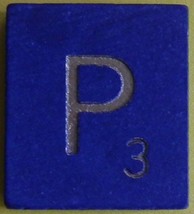 Scrabble Tiles Replacement Letter P Blue Wooden Craft Game Part Piece 50th Ann. - £0.97 GBP