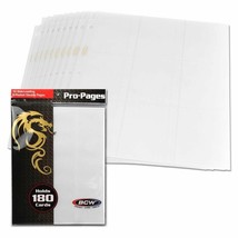 Pack of 10 BCW SIDELOAD PRO 18-POCKET BINDER PAGES - White - £6.07 GBP