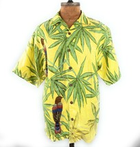 Tommy Bahama Size Medium Button Up Shirt 100% Linen Yellow Birds of Para... - $28.70