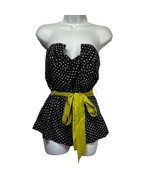 Anthropologie Odille Winged Victory Black Polka Dot Belted Bustier Top S... - £19.75 GBP
