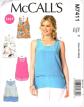 McCall&#39;s M7411 Misses XS to M Easy Layered Tank Tops Pattern Uncut New - £11.72 GBP