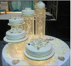 5pc. Crystal Wedding Party Cake Stand Decoration Set w/ LED Lights - £338.67 GBP