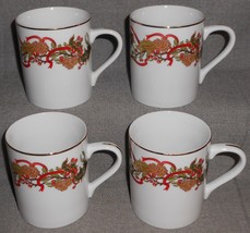 1994 Set (4) Andrea by Sadek CHRISTMAS GARLAND PATTERN 9 oz Handled Mugs - $29.69