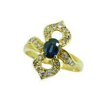 Authenticity Guarantee 
14k Yellow Gold Genuine Natural Sapphire and Diamond ... - £450.99 GBP