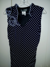 JOLIBEL LADIES SLEEVELESS POLKA-DOT KNIT DRESS-8-GENTLY WORN-ROSETTE DEC... - $13.09