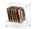 2-Tier White Metal Record Player Stand With 14 Slot Vinyl Record Holder ... - £72.75 GBP