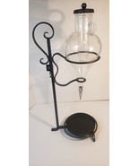 Vintage Crystal Etched Glass Aerator Decanter w/Wrought Iron Stand - $49.99