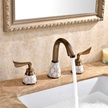 Antique 8&quot; widespread bathroom Lav Sink faucet mixer tap 3 Holes deck mo... - £94.17 GBP
