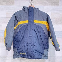 Columbia Full Zip Puffer Ski Jacket Blue Gray Hooded Insulated Winter Bo... - £15.30 GBP