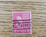 US Stamp John Adams 2c Used Red &quot;Hire the Handicapped&quot; - $4.74