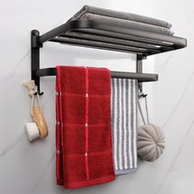 Towel Rack For Bathroom, Foldable Towel Holder With Double Towel Bars, Wall Moun - £25.54 GBP