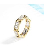 14K Solid Gold Moissanite Full Eternity Anniversary Ring,Art Deco Crosso... - $504.00