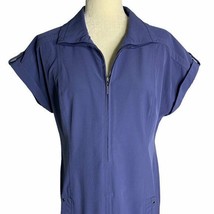 Peck &amp; Peck Weekend Half Zip Shirt Dress M Blue Pockets Wrinkle Free - £22.25 GBP