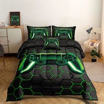 6 Pieces Gaming Bedding Set For Boys Gamer Comforter Set Full Size,Video Game Co - £77.52 GBP