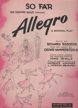 So Far from Allegro A Musical Play 1947 Sheet Music - £2.00 GBP