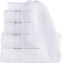 6 Piece Towel Set 2 Bath Towels, 2 Hand Towels, 2 Washcloths Cotton Whit... - £27.23 GBP