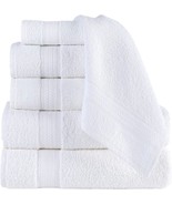 6 Piece Towel Set 2 Bath Towels, 2 Hand Towels, 2 Washcloths Cotton Whit... - £27.13 GBP