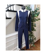 HalfHeart Navy White Track Suit Set Women’s Size S Zip Jacket &amp; Pants - $81.24 CAD
