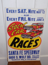 Vintage Stock Car Races Cardboard Poster Chicagoland - $1,372.73 MXN