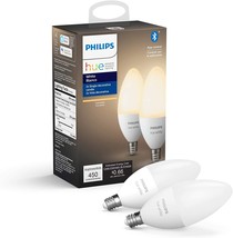 Philips Hue White 2-Pack LED Smart Candle, Bluetooth &amp; Zigbee Compatible (Hue - £34.36 GBP