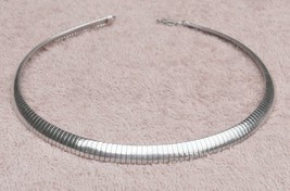 925 Sterling Silver (Italy) Choker -8mm Omega Domed 16&quot; Necklace Lobster Clasp - £77.13 GBP