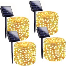Solar String Lights Outdoor, 4-Pack Each 100 Led Solar Christmas Twinkle Lights  - £44.04 GBP