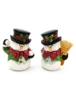 Fitz &amp; Floyd Snowman Salt Pepper Shake Ceramic Holiday Top Hat Carrot No... - €8,42 EUR