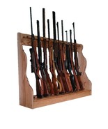 Oak Wooden Vertical Gun Rack 12 Place Long Gun Display - Unfinished - $489.00