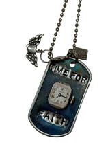 Kate Mesta TIME FOR FAITH Clock Watch Angel Dog Tag Necklace  Art to Wear New - £19.31 GBP