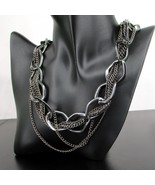 Daisy Fuentes Gunmetal Tone Linked Oval Hoops Multi Strand Necklace - €11,07 EUR