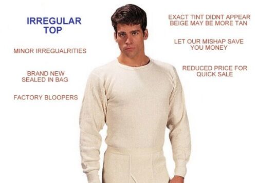 BLOOPERS LONG SLEEVE MEN&#39;S THERMAL KHAKI SHIRT IRREGULAR  XL COLD WEATHER - $19.34