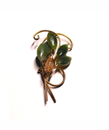 Jadeite Jade Vintage 60&#39;s Teardrop Filigree Leaf Floral Brooch Pin St. P... - $281.78 MXN