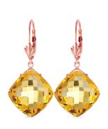 Galaxy Gold GG 14k Solid Rose Gold Leverback Earrings with Cushion Citri... - £401.85 GBP