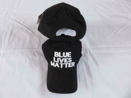 Blue Lives Matter Police Memorial Cops Law Enforcement USA Black Cotton Cap  - £12.50 GBP