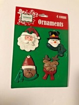 4 ornaments Christmas House New Snowman Reindeer Bear Santa  - $5.49